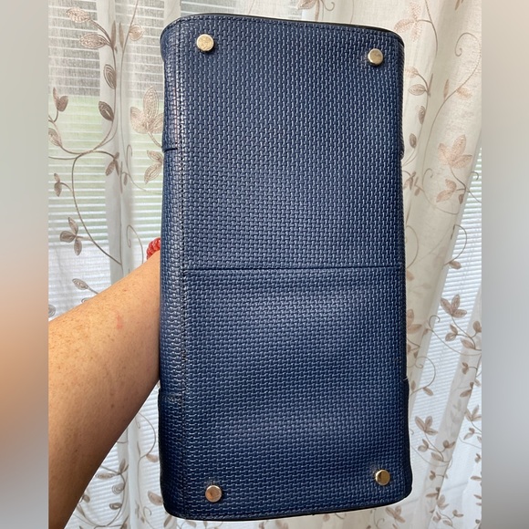 COLE HAAN Vintage Blue Satchel/Crossbody Black Trim,Gold Hardware. EUC! - Picture 8 of 14